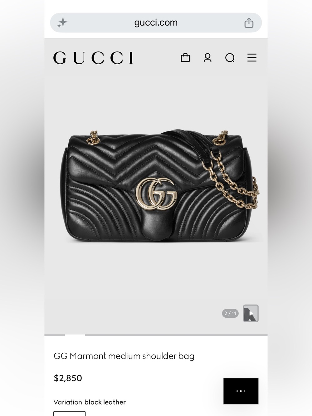 Brand New Gucci GG Marmont Medium Black Leather Shoulder Bag in box ❤️ - Picture 3 of 11